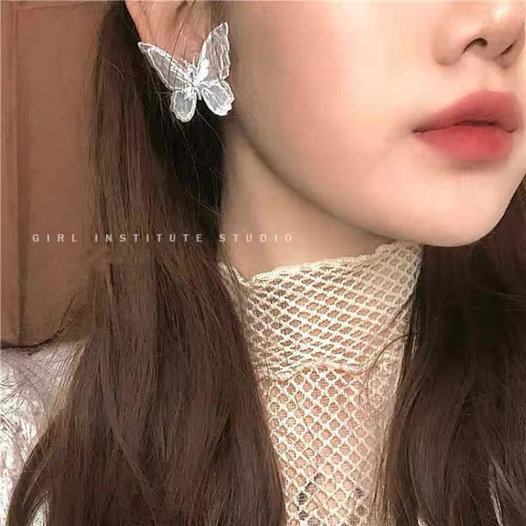 ( 3 mẫu ) Vòng cổ chocker khuyên tai kẹp tóc Bướm REN đen trắng vải thời trang dự tiệc sang chảnh xinh xắn 