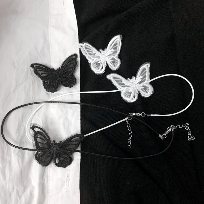 ( 3 mẫu ) Vòng cổ chocker khuyên tai kẹp tóc Bướm REN đen trắng vải thời trang dự tiệc sang chảnh xinh xắn 