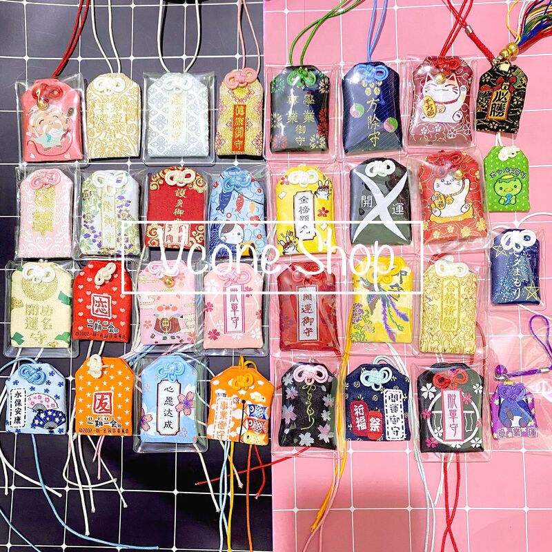 Túi gấm Omamori may mắn có kèm túi chống nước Túi Phước May Mắn Omamori móc khóa treo trang trí