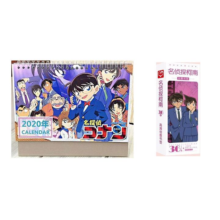 (M29) Combo 2 món anime CONAN gồm quyển lịch kèm hộp ảnh bookmark