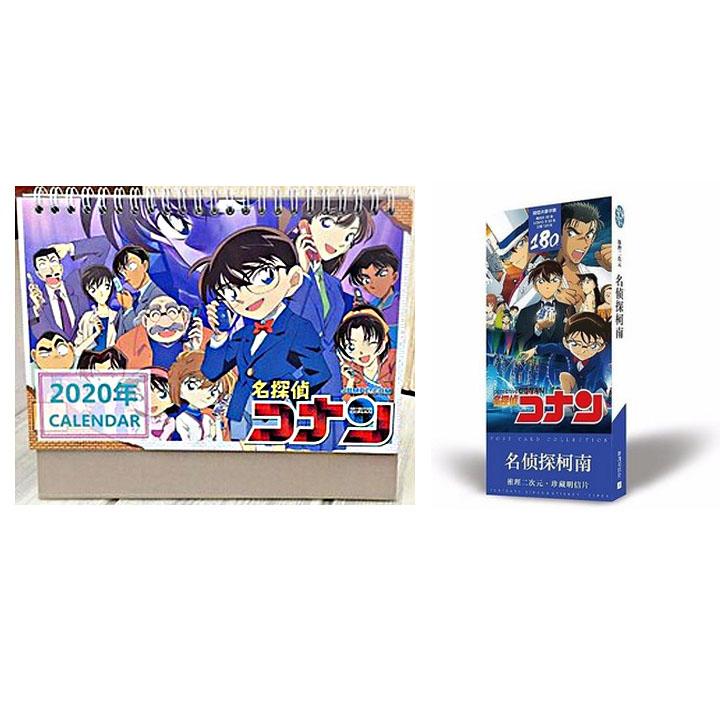 (M26) Combo 2 món đồ anime CONAN gồm quyển lịch kèm hộp ảnh postcard