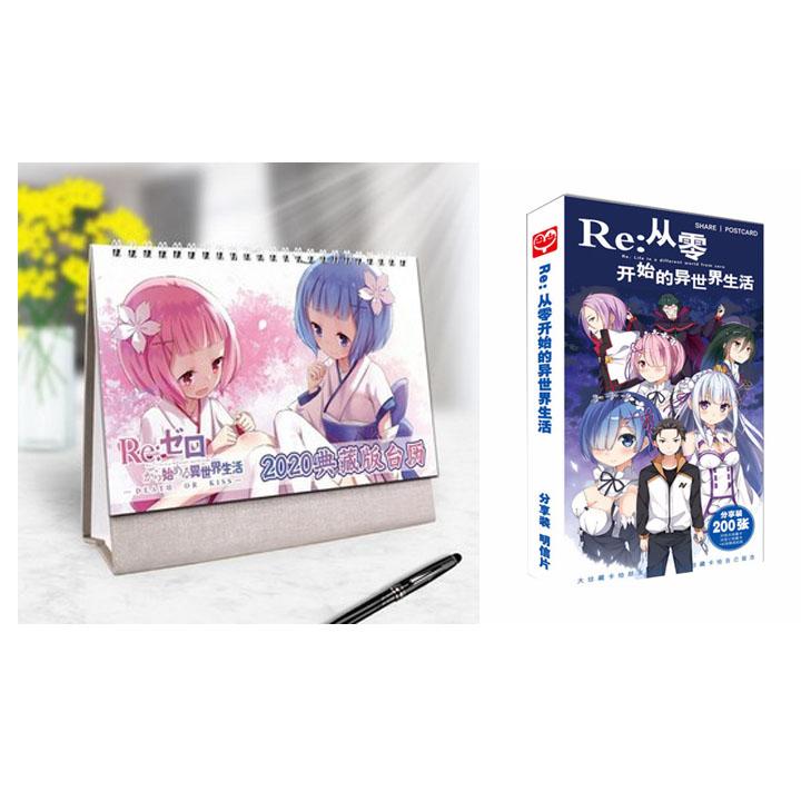 (M66) Combo 2 món anime RE:ZERO Bắt Đầu Lại Ở Thế Giới Khác gồm quyển lịch kèm hộp ảnh postcard