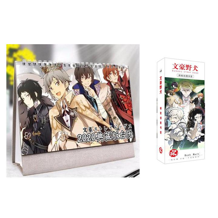 (M63) Combo 2 món anime BUNGOU STRAY DOGS gồm quyển lịch kèm hộp ảnh bookmark