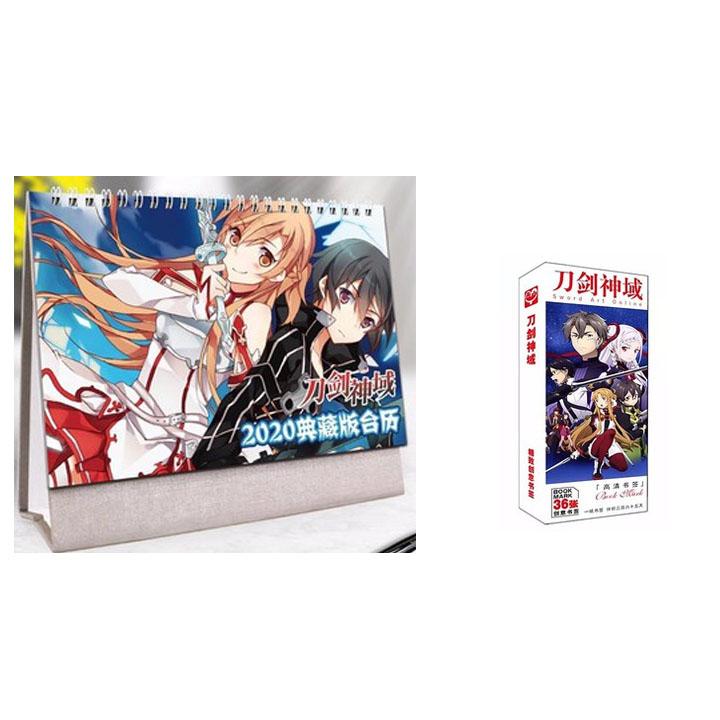 (M51) Combo 2 món anime SWORD ART ONLINE gồm quyển lịch kèm hộp ảnh bookmark