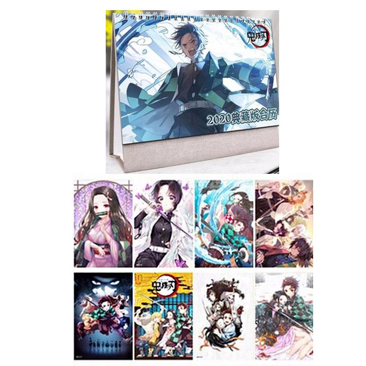 (M33) Combo 2 món anime KIMETSU NO YAIBA gồm quyển lịch kèm poster A3 8 tấm