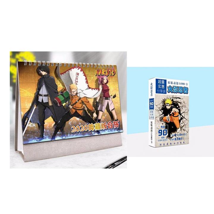 (M55) Combo 2 món anime NARUTO gồm quyển lịch kèm hộp ảnh lomo