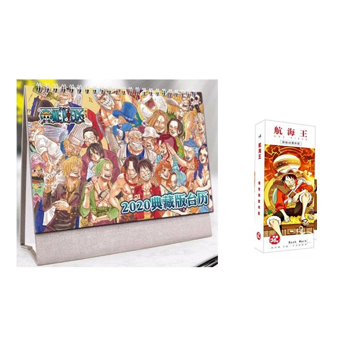 (M36) Combo 2 món anime ONE PIECE gồm quyển lịch kèm hộp ảnh bookmark