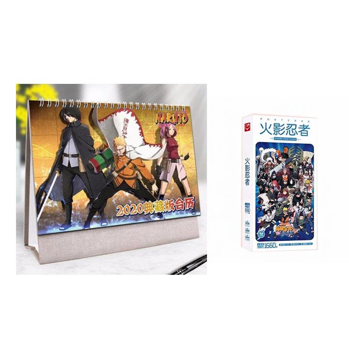 (M54) Combo 2 món anime NARUTO gồm quyển lịch kèm hộp ảnh postcard