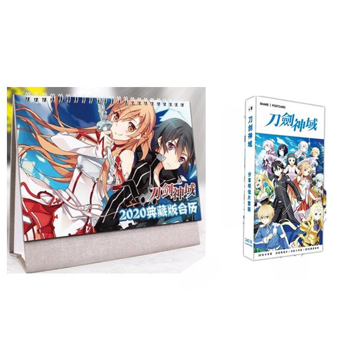 (M50) Combo 2 món anime SWORD ART ONLINE gồm quyển lịch kèm hộp ảnh postcard