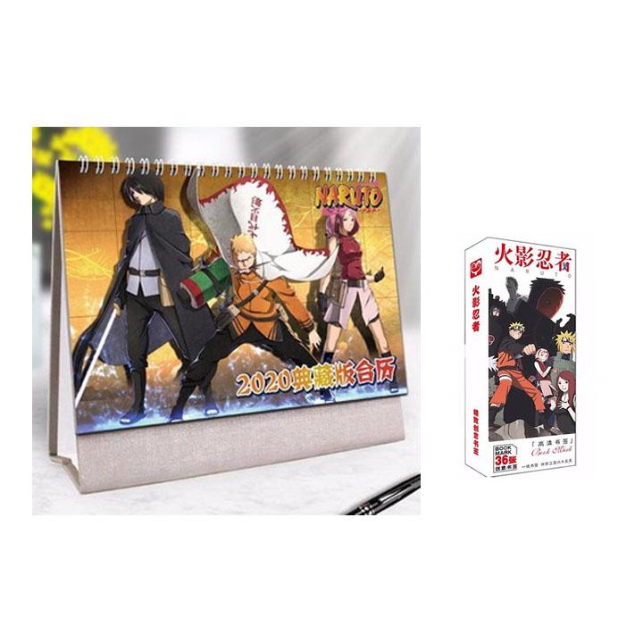 (M56) Combo 2 món anime NARUTO gồm quyển lịch kèm hộp ảnh bookmark