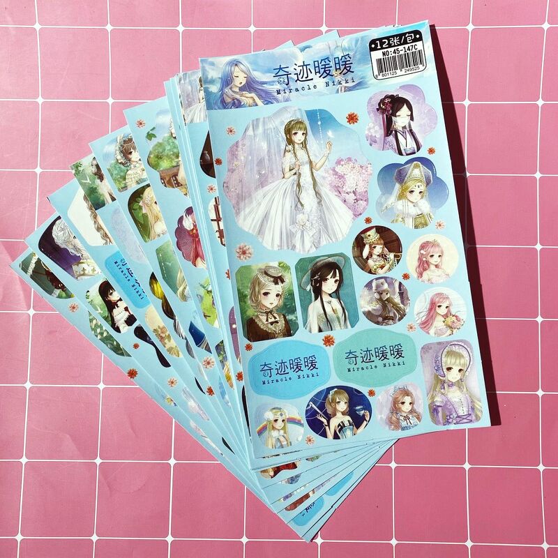 Ảnh dán 12 tấm sticker NGÔI SAO THỜI TRANG in hình anime chibi