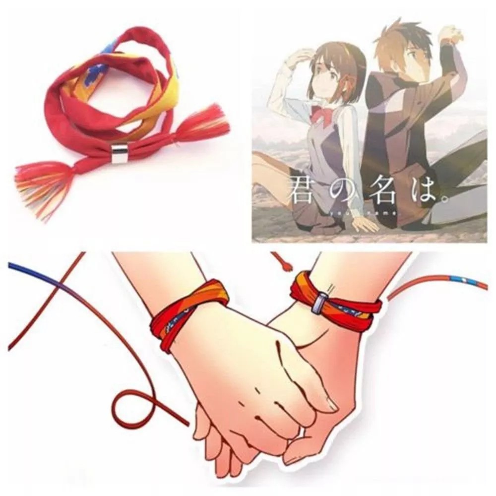 Vòng tay KIMI NO NA WA YOUR NAME dây đỏ hóa trang phim anime chibi lắc tay nam nữ xinh xắn