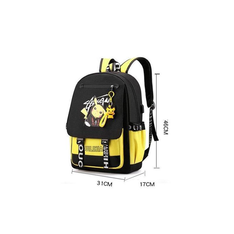 ( vàng ) Balo POKEMON Pocket Monsters cặp sách đi học in hình anime chibi PIKACHU xinh xắn đựng vừa khổ A4