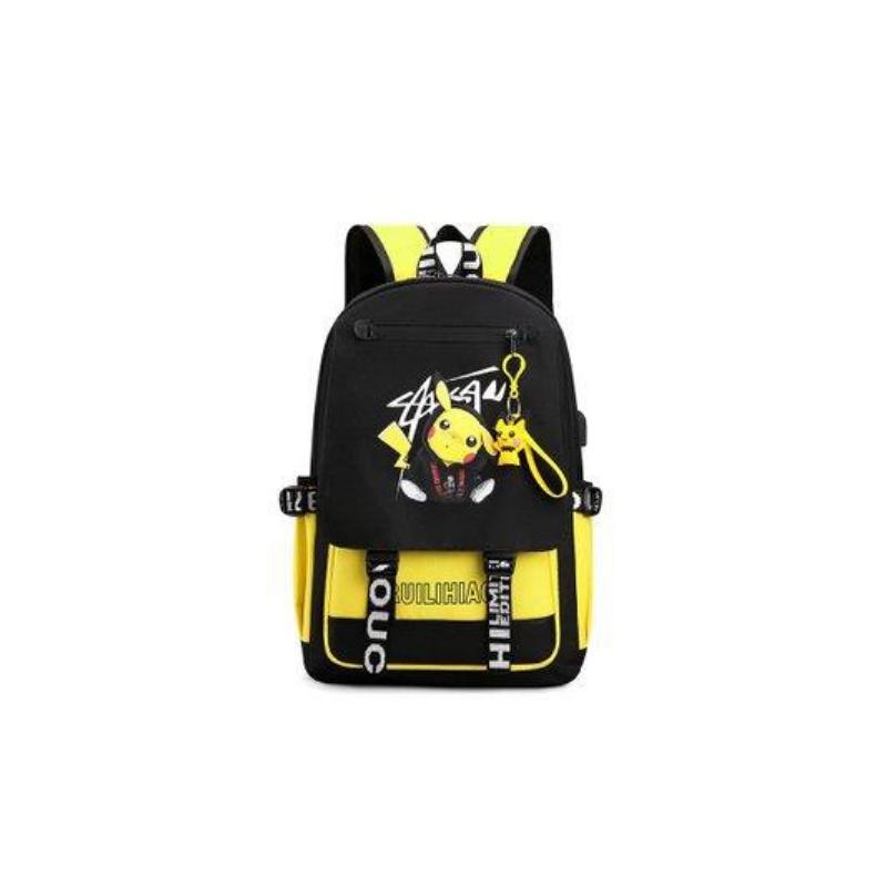 ( vàng ) Balo POKEMON Pocket Monsters cặp sách đi học in hình anime chibi PIKACHU xinh xắn đựng vừa khổ A4