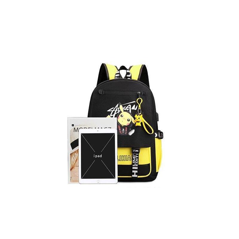 ( vàng ) Balo POKEMON Pocket Monsters cặp sách đi học in hình anime chibi PIKACHU xinh xắn đựng vừa khổ A4