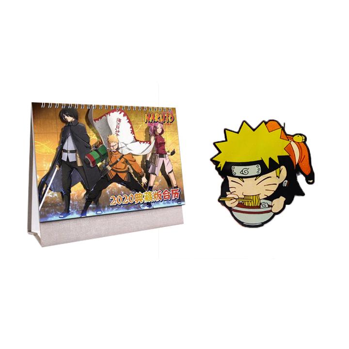 (M79) Combo 2 món Naruto gồm lịch để bàn móc khóa