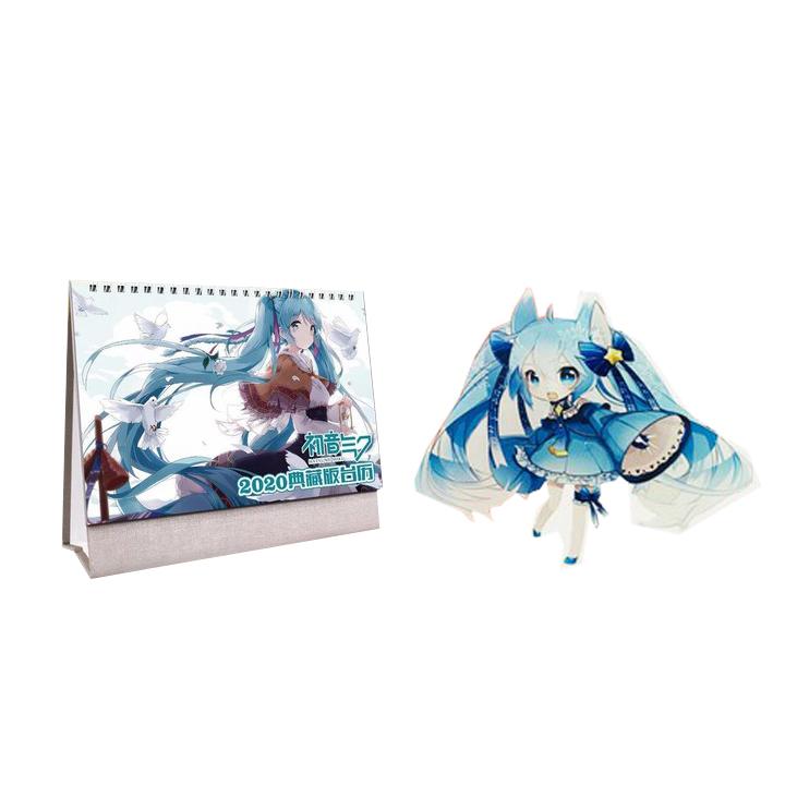 (M78) Combo 2 món Miku Hatsune gồm lịch để bàn móc khóa