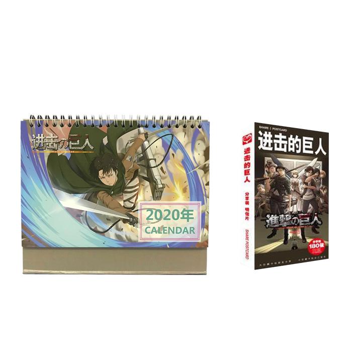 (M71) Combo 2 món Attack on titan gồm lịch để bàn postcard