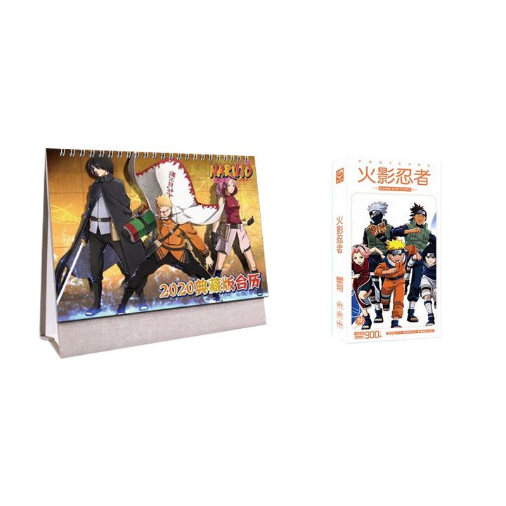 (M74) Combo 2 món Naruto gồm lịch để bàn postcard