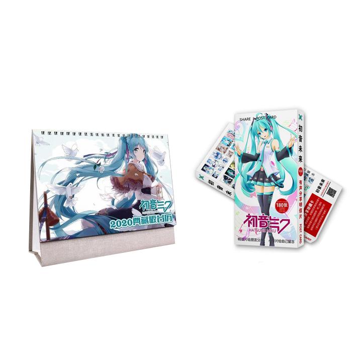 (M73) Combo 2 món Miku Hatsune gồm lịch để bàn postcard