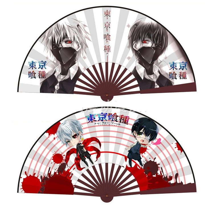 Quạt Tokyo ghoul xòe cầm tay in hình anime chibi