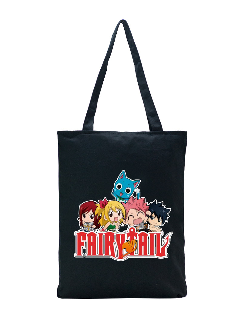 Túi tote vải đen in hình Fairy Tail anime