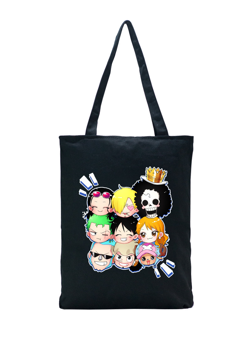 Túi tote vải đen in hình One Piece anime