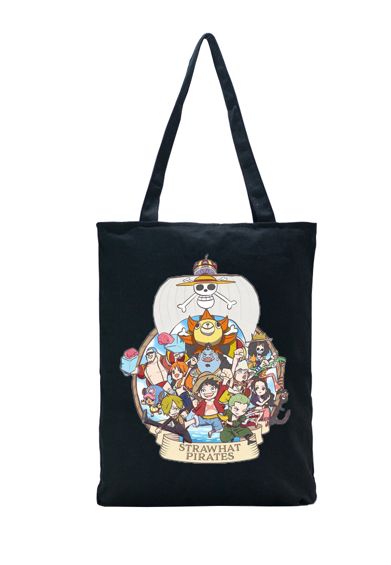 Túi tote vải đen in hình One Piece anime 3