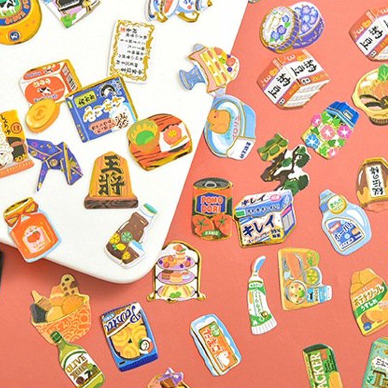 Túi hình dán sticker đồ ăn đồ dùng học tập đồ dùng gia đình