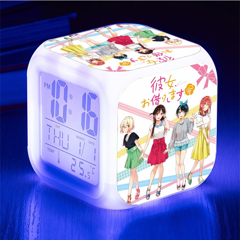 Đồng hồ báo thức Kanojo Okarishimasu DỊCH VỤ THUÊ BẠN GÁI để bàn in hình anime chibi
