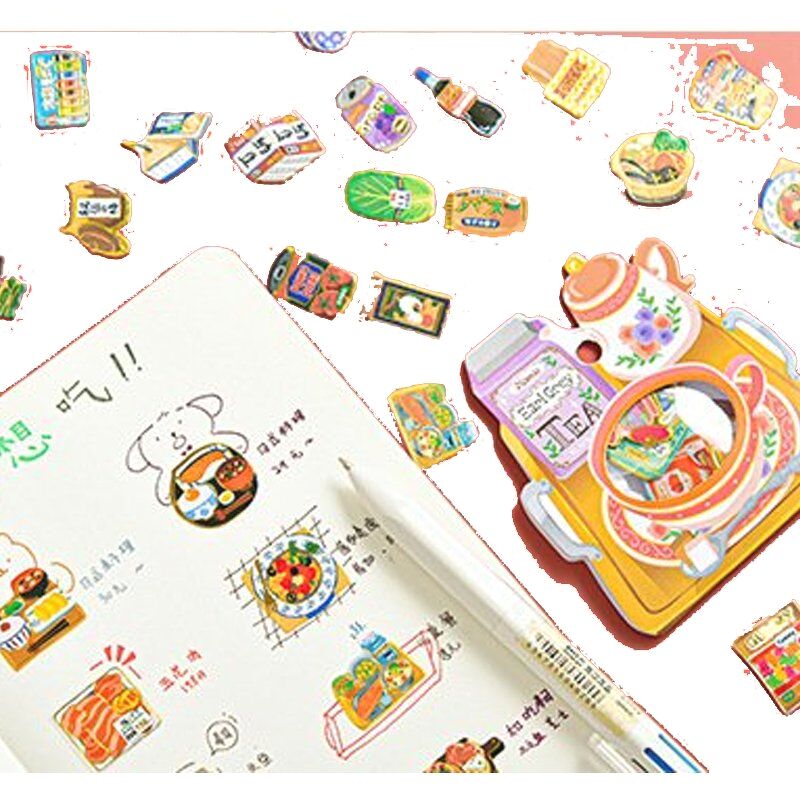 Túi hình dán sticker đồ ăn đồ dùng học tập đồ dùng gia đình