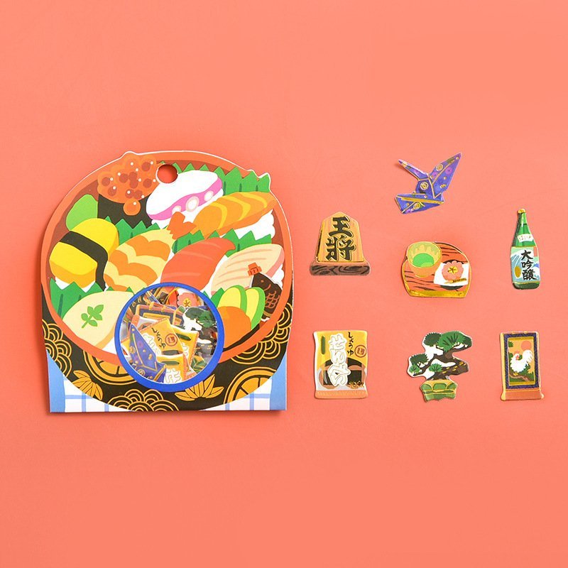Túi hình dán sticker đồ ăn đồ dùng học tập đồ dùng gia đình