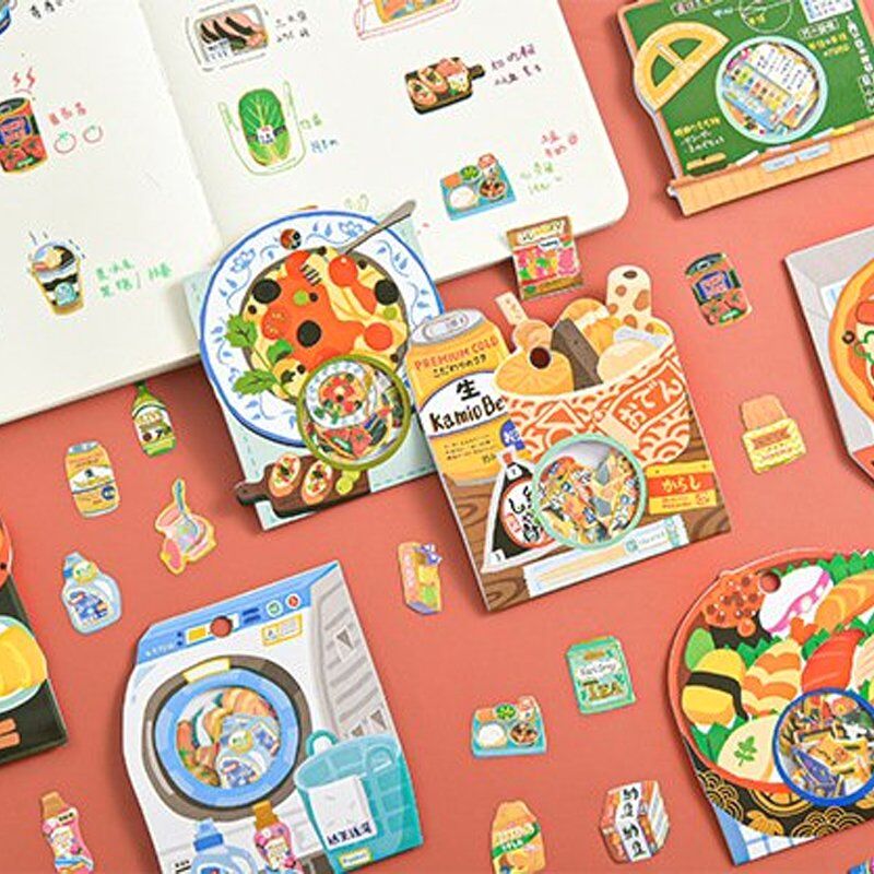 Túi hình dán sticker đồ ăn đồ dùng học tập đồ dùng gia đình