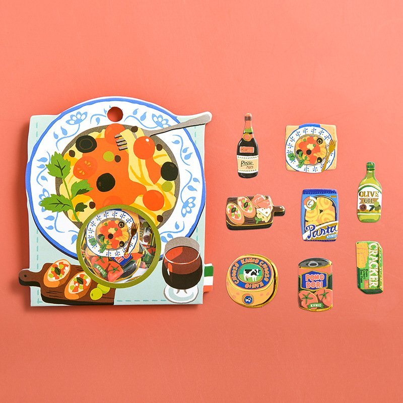 Túi hình dán sticker đồ ăn đồ dùng học tập đồ dùng gia đình