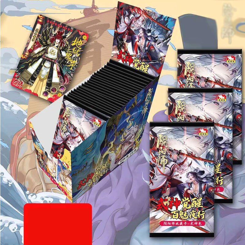 Set 5 ảnh thẻ nhân vật Âm dương sư Onmyoji có skill và hộp đựng card anime chibi