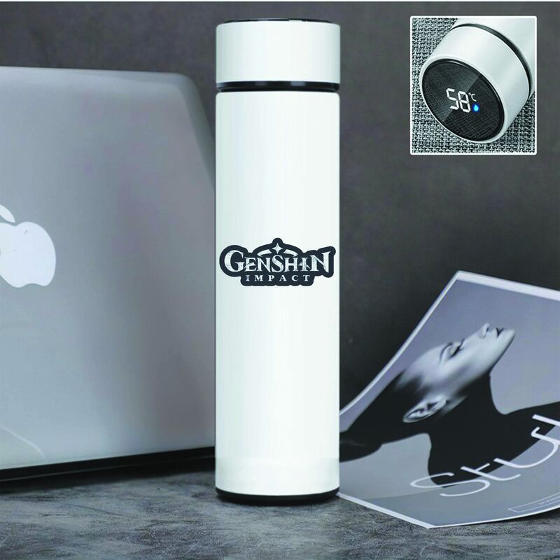 Bình Giữ Nhiệt in hình Genshin Impact logo Lõi INOX có nắp báo nhiệt độ