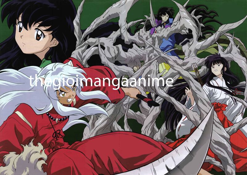 Tấm Poster anime cao cấp giấy 260gsm INUYASHA Khuyển dạ xoa hình chibi ảnh đẹp