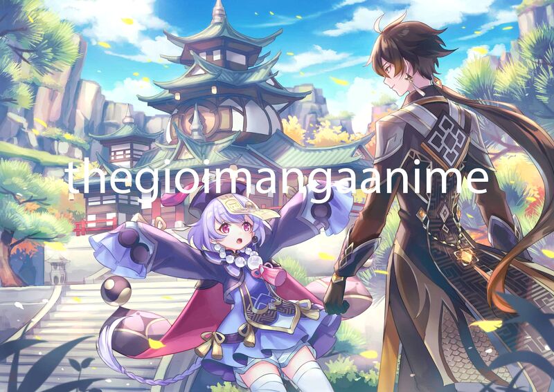 Tấm Poster anime cao cấp giấy 260gsm Genshin Impact hình chibi ảnh đẹp