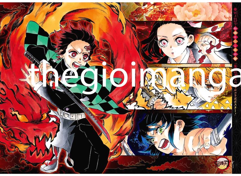 (V01) Tấm Poster anime cao cấp giấy 260gsm Kimetsu no Yaiba Thanh gươm diệt quỷ chibi ảnh đẹp