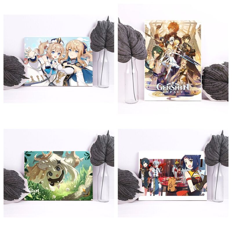 Tấm Poster anime cao cấp giấy 260gsm Genshin Impact hình chibi ảnh đẹp