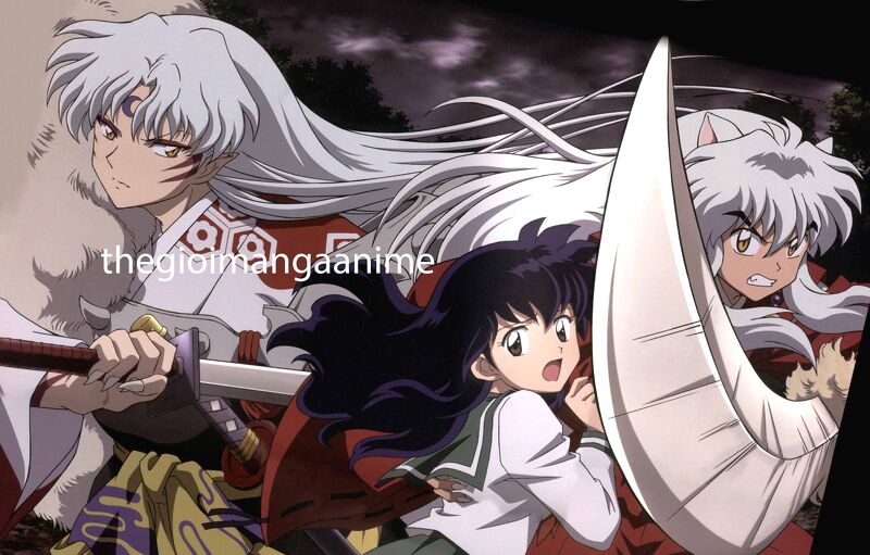 Tấm Poster anime cao cấp giấy 260gsm INUYASHA Khuyển dạ xoa hình chibi ảnh đẹp