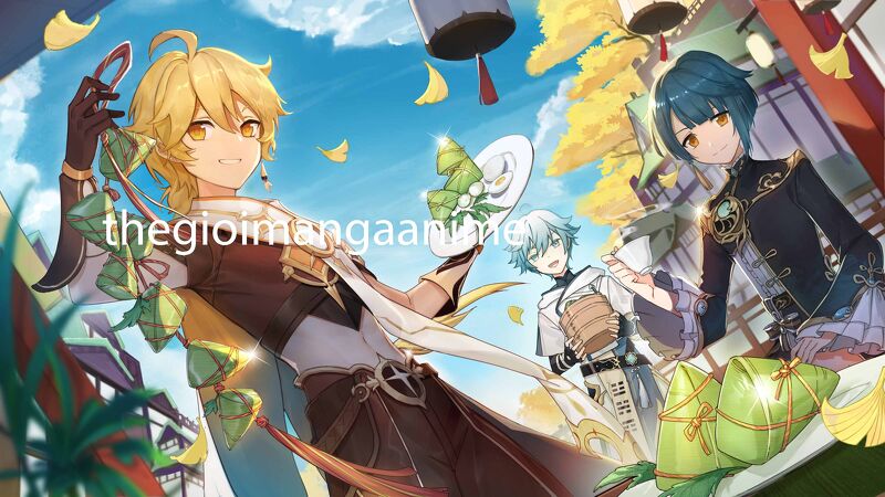 Tấm Poster anime cao cấp giấy 260gsm Genshin Impact hình chibi ảnh đẹp