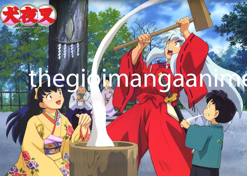 Tấm Poster anime cao cấp giấy 260gsm INUYASHA Khuyển dạ xoa hình chibi ảnh đẹp