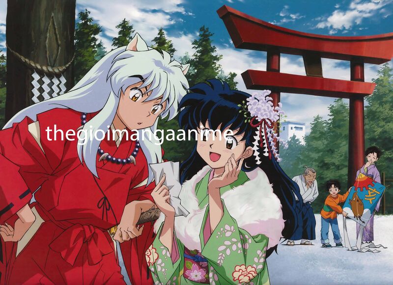 Tấm Poster anime cao cấp giấy 260gsm INUYASHA Khuyển dạ xoa hình chibi ảnh đẹp