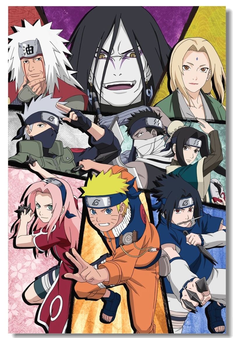 (V01) Tấm Poster anime cao cấp giấy 260gsm NARUTO Cửu hồ vĩ làng Lá chibi ảnh đẹp