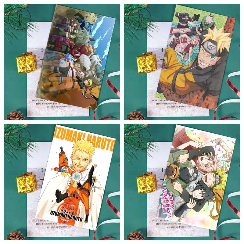 (V02) Tấm Poster anime cao cấp giấy 260gsm NARUTO Cửu hồ vĩ làng Lá chibi ảnh đẹp