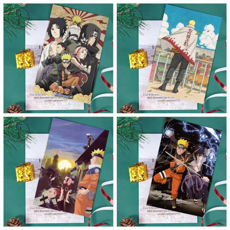 (V01) Tấm Poster anime cao cấp giấy 260gsm NARUTO Cửu hồ vĩ làng Lá chibi ảnh đẹp