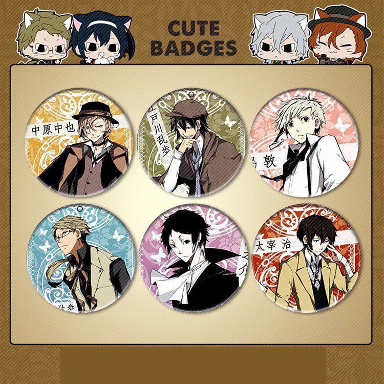 ( 1c ) Huy hiệu cài áo in hình BUNGOU STRAY DOGS ver ĐIỆP phụ kiện cài áo anime chibi xinh xắn