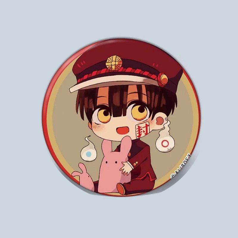 ( 1c ) Huy hiệu cài áo in hình JIBAKU SHOUNEN HANAKO KUN ver ÔM ĐỒ CHƠI phụ kiện cài áo anime chibi xinh xắn