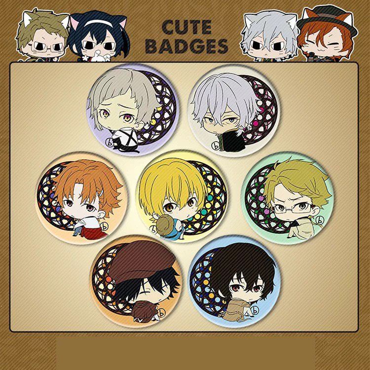 ( 1c ) Huy hiệu cài áo in hình BUNGOU STRAY DOGS ver KÍNH VẠN HOA phụ kiện cài áo anime chibi xinh xắn